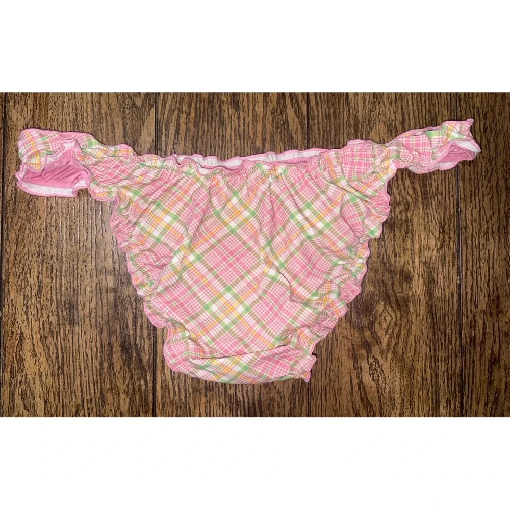 strawberry plaid pinky cheeky bikini  bottom frankies bikinis XL